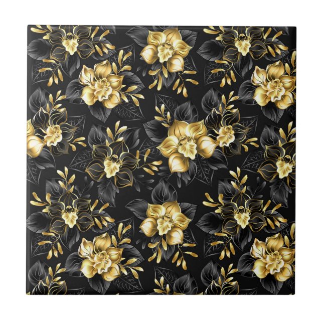 Azulejo Sin inconvenientes con las orquídeas de joyas (Frente)