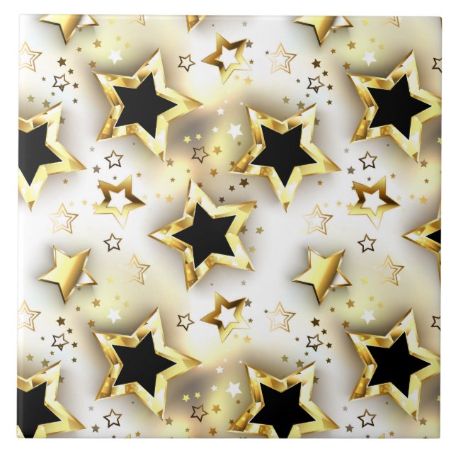 Azulejo Sin inconvenientes de luz con estrellas de oro (Frente)