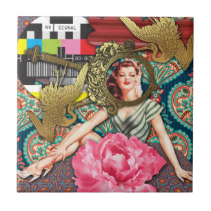 Azulejo Sin señal - Collage digital de Lady Cheeky