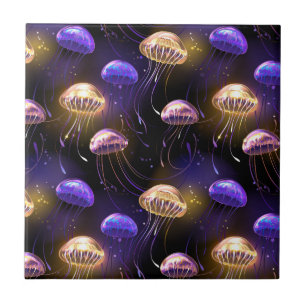 Azulejo Sin soldadura con medusas brillantes