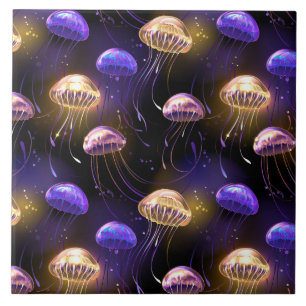 Azulejo Sin soldadura con medusas brillantes