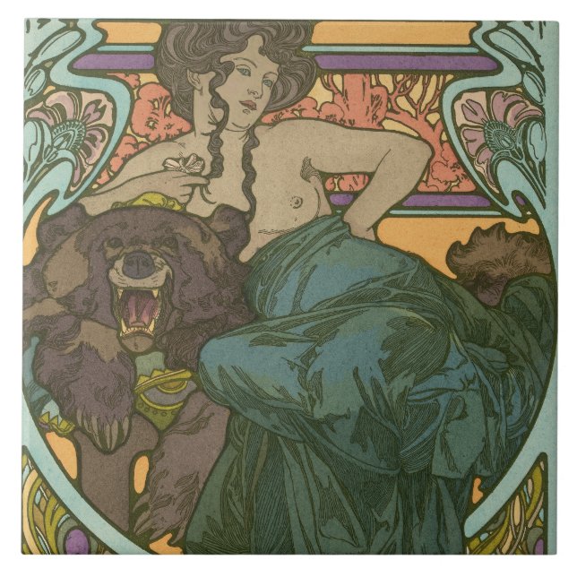 Azulejo Sin título de Alphonse Mucha (1902) (Frente)