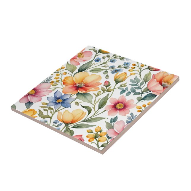 Azulejo Sinfonía de jardín de primavera - Pat de flores si (Lado)