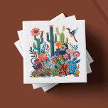 Azulejo Sinfonía floral de la flor del desierto<br><div class="desc">Bienvenidos al arte de 'Blooms del Desierto: Sinfonía Floral', uno de los seis diseños cautivadores de cerámica de nuestra preciada colección. Cada baldosa es una representación artesanal del vibrante ecosistema del desierto, con un exuberante conjunto de cactus, flores y fauna representada en un caleidoscopio de colores ricos y táctiles. El...</div>