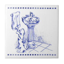 Sink and Toallas Kitty Cat Bathroom Toile Look