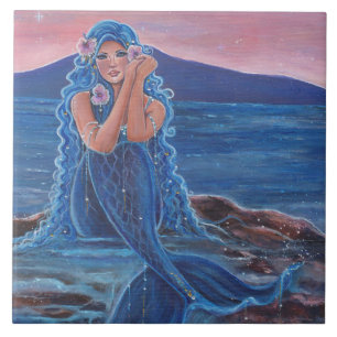 Azulejo Sirena azul Daydreamer de Renee Lavoie