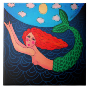 Azulejo Sirena de buceo Resumen de arte