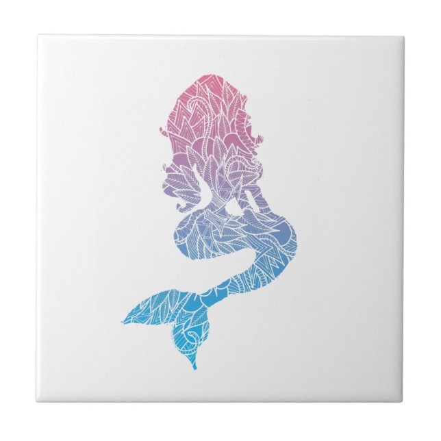 Azulejo Sirena de patrón rosa y azul (Frente)