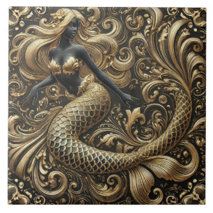 Azulejo Sirena Dorada Barroca Opulenta