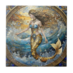 Azulejo Sirena en las olas del océano