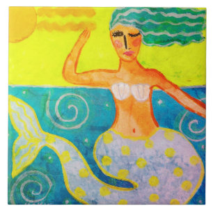 Azulejo Sirena en un día soleado Resumen de arte