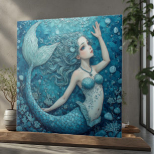 Azulejo Sirena Fantasía Tropical Costera Decoración de Luj