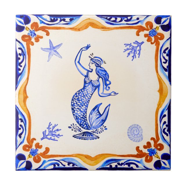 Azulejo Sirena mediterránea (Frente)