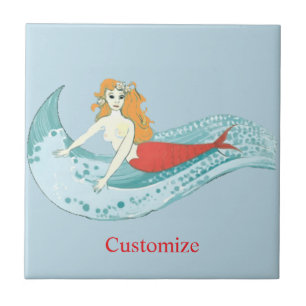 Azulejo Sirena montada en olas Thunder_Cove