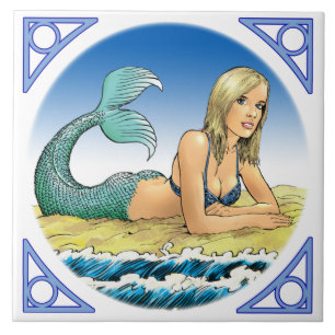 Azulejo Sirena por el mar