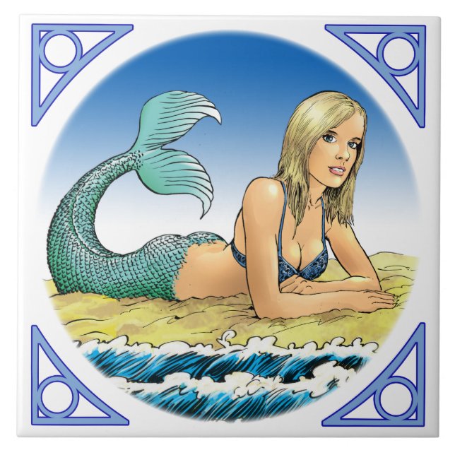 Azulejo Sirena por el mar (Frente)