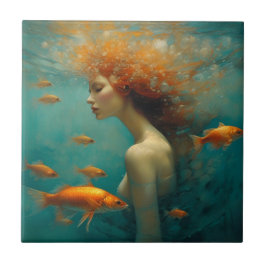 Azulejo Sirena y pez dorado