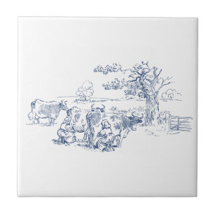 Azulejo Sirenas lácteas lecheras lecheras vacas lecheras D