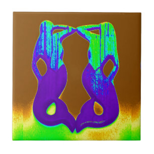 Azulejo sirenas moradas gemelas