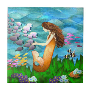 Azulejo Sirenita con peces