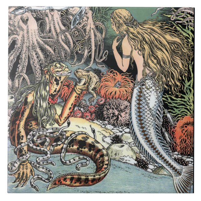 Azulejo Sirenita y Octopi (Frente)