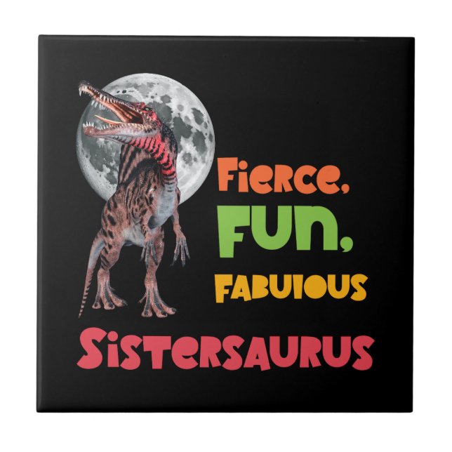 Azulejo Sistersaurus Squad de Diseño de Dinos Hermanas Emp (Frente)