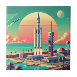 Azulejo Sitio de lanzamiento atómico futurista de la nueva