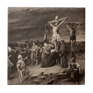 Azulejo sitio del Gólgota y Jesús por Munkacsy