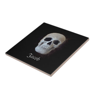 Azulejo Skull Black And White Gothendy Art Design