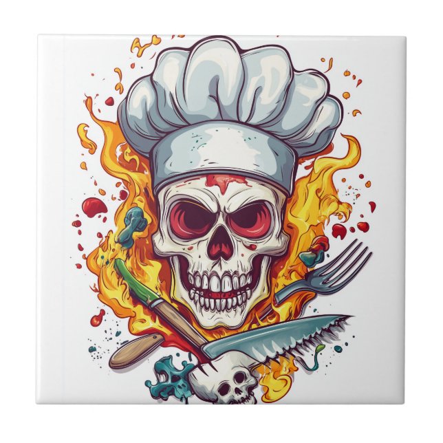 Azulejo Skull Chef Kitchen Master (Frente)