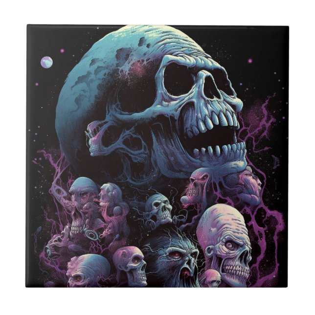 Azulejo Skull Monsters Horror Art (Frente)