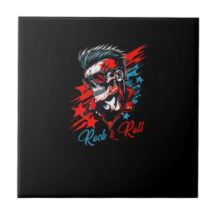 Azulejo skull rock and roll art para camisetas