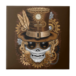 Azulejo Skull Steampunk Voodoo Retro Machine
