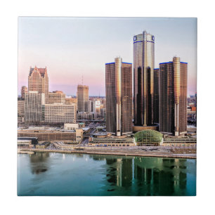 Azulejo Skyline de Detroit en la montaña rusa de mosaicos 