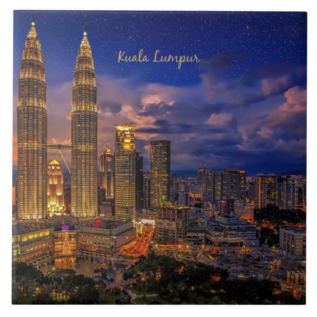 Azulejo Skyline Kuala Lumpur de noche (Frente)