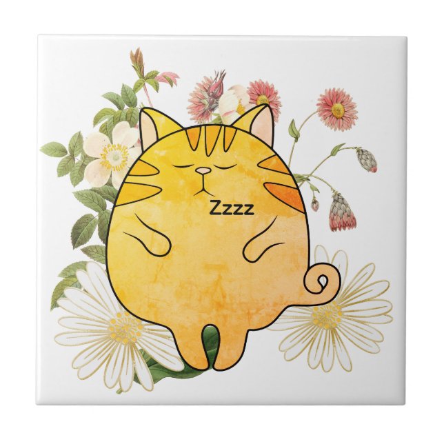 Azulejo Sleepy Ginger Cat (Frente)