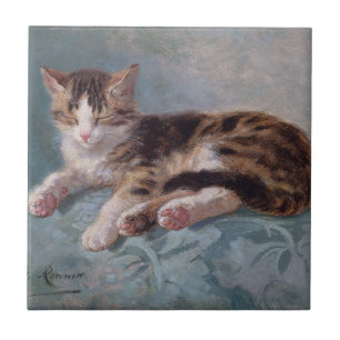 Azulejo Sleepy Kitten por Henriette Ronner-Knip