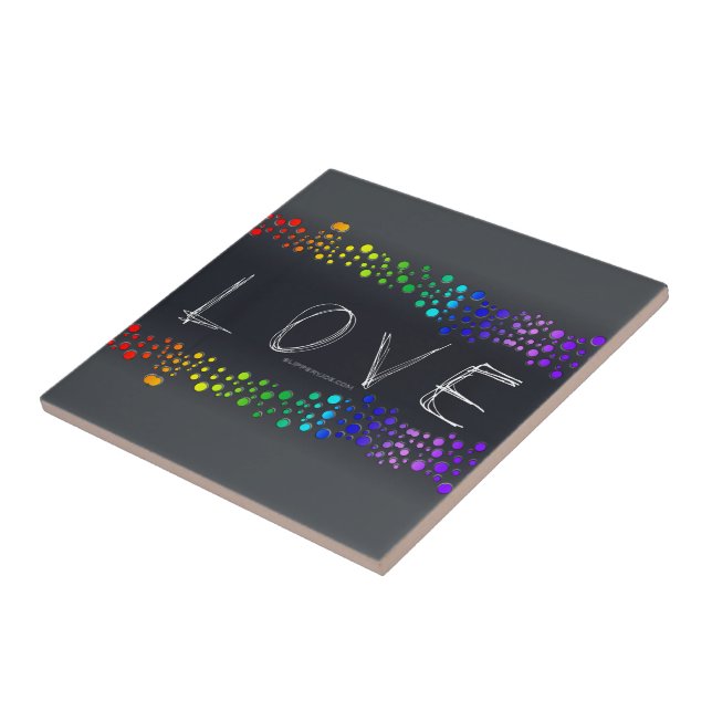 Azulejo SlipperyJoe amor burbujas rojo naranja verde amari (Lado)