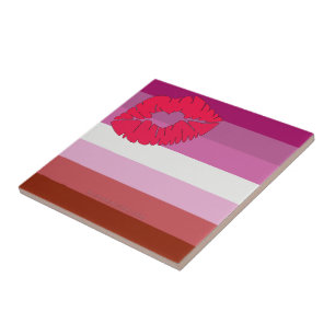 Azulejo SlipperyJoe lápiz labial bandera de orgullo lésbic