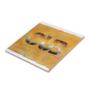 Azulejo SlipperyJoe's cub bear words gold brown tan white