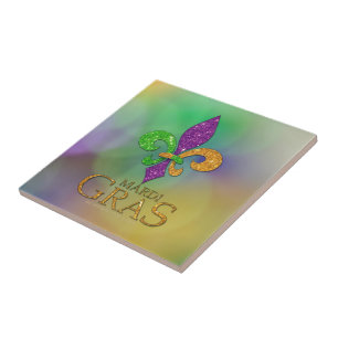 Azulejo SlipperyJoe's festivo tema de Mardi Gras púrpura v