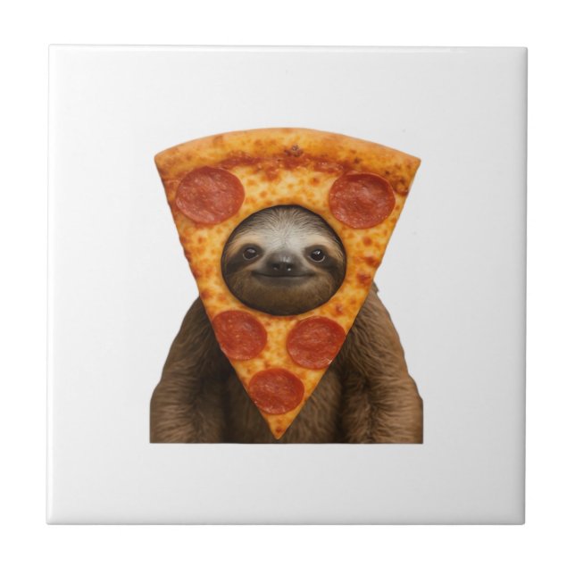 Azulejo Sloth pizza funny weird prank meme cute happy chri (Frente)