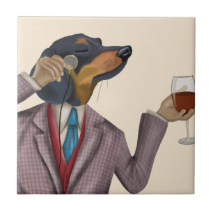 Azulejo Snob de vino de Dachshund