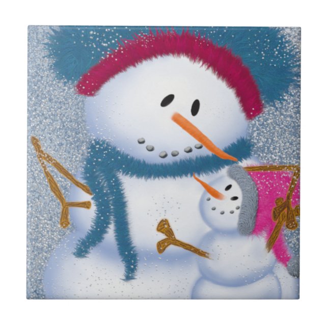 Azulejo SnoMomma Y SnowGirl ~ Tile Cerámico (Frente)