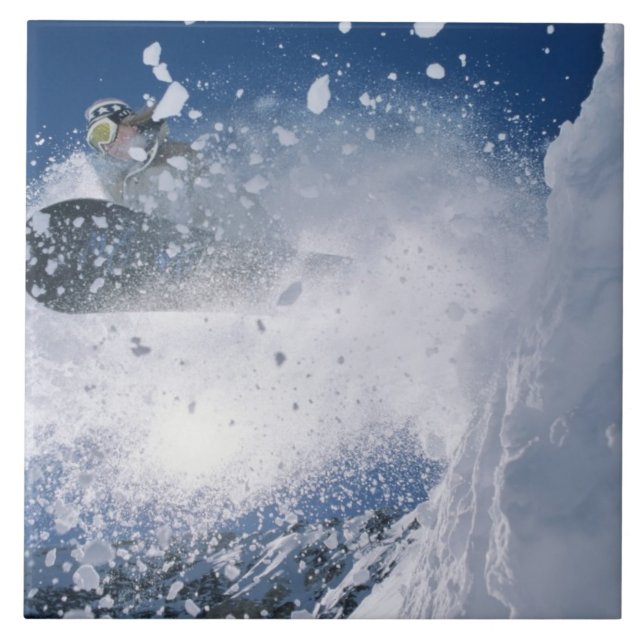 Azulejo Snowboarding en el centro turístico Wasatch (Frente)