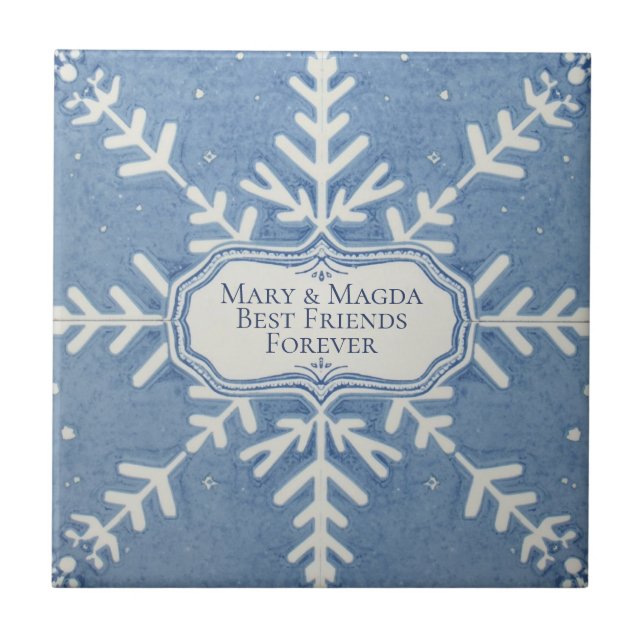 Azulejo Snowflake pattern blue & white holiday (Frente)