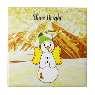 Azulejo Snowman Angel Tile