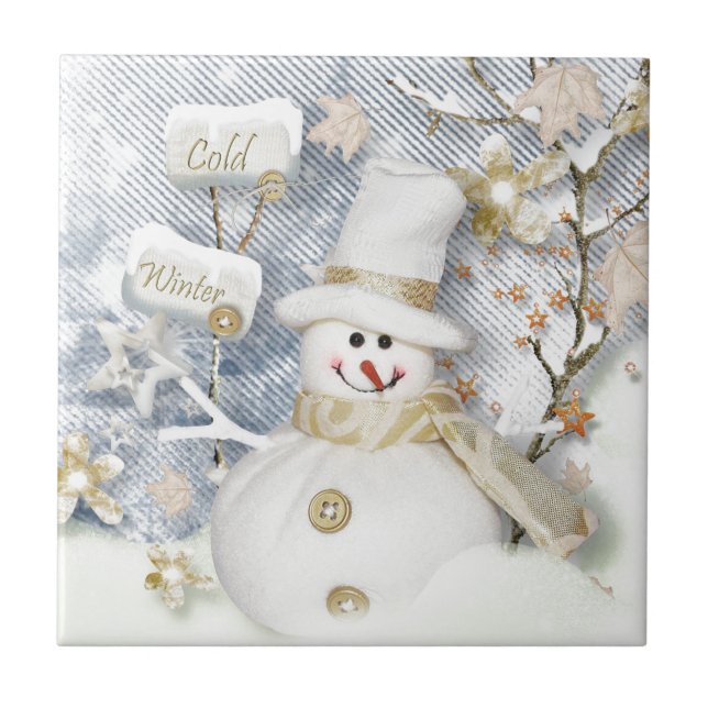 Azulejo Snowman de invierno frío (Frente)