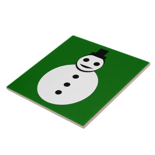 Azulejo Snowman Tile, un hombre de nieve sonriente