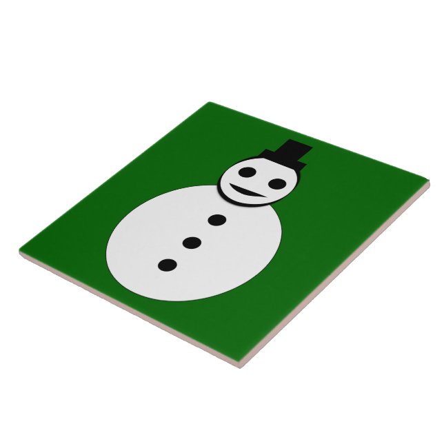 Azulejo Snowman Tile, un hombre de nieve sonriente (Lado)